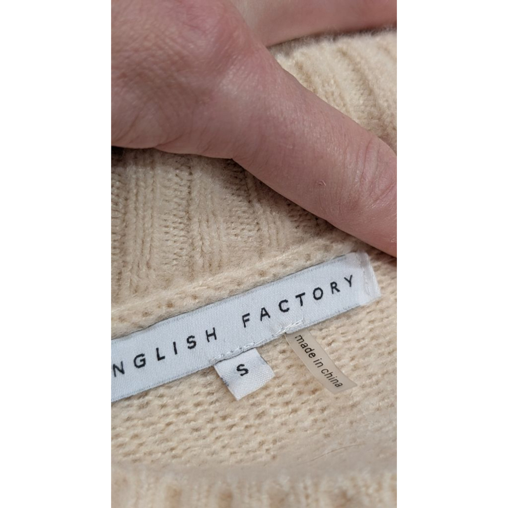 Women's ENGLISH FACTORY Beige & White Crew Neck Sweater S - Picture 7 of 11